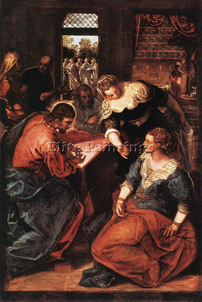 JACOPO ROBUSTI TINTORETTO CHRIST IN THE HOUSE OF MARTHA AND MARY ARTIST PAINTING
