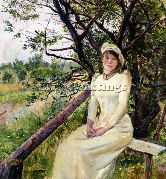 NORWAY CHRISTIAN KROHG UNG KVINNE PA EN BENK YOUNG WOMAN ON A BENCH PAINTING OIL