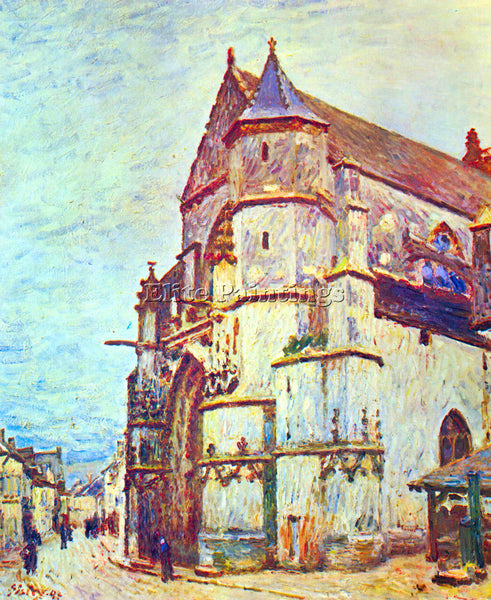 ALFRED SISLEY CHURCH OF MORET AFTER THE RAIN ARTIST PAINTING HANDMADE OIL CANVAS