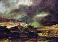 REMBRANDT CITY ON A HILL IN STORMY WEATHER ARTIST PAINTING REPRODUCTION HANDMADE