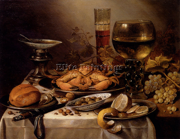 PIETER CLAESZ PIETER BANQUET STILL LIFE WITH A CRAB ON A SILVER PLATTER PAINTING
