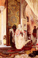 GEORGES JULES VICTOR CLAIRIN  ENTERING THE HAREM ARTIST PAINTING HANDMADE CANVAS