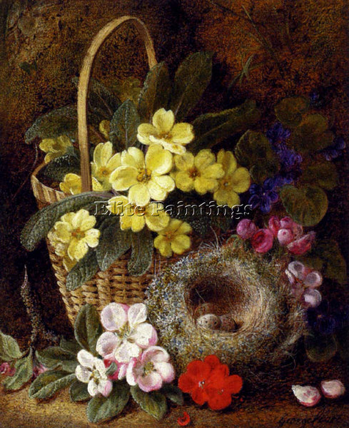 CLARE GEORGE STILL LIFE WITH PRIMROSES VIOLAS CHERRY BLOSSOM ARTIST PAINTING OIL