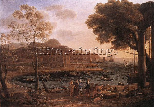 CLAUDE LORRAIN HARBOUR SCENE WITH GRIEVING HELIADES ARTIST PAINTING REPRODUCTION
