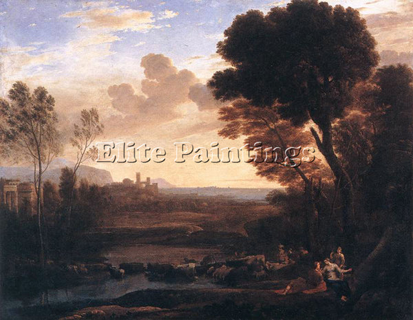 CLAUDE LORRAIN LANDSCAPE WITH PARIS AND OENONE ARTIST PAINTING REPRODUCTION OIL