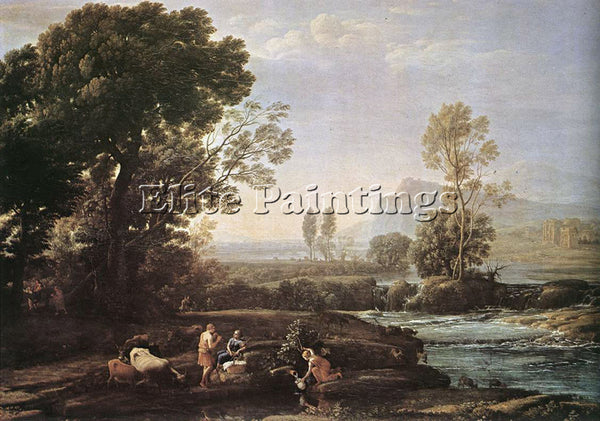 CLAUDE LORRAIN LANDSCAPE WITH REST IN FLIGHT TO EGYPT ARTIST PAINTING HANDMADE