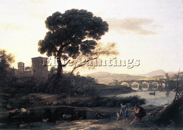 CLAUDE LORRAIN LANDSCAPE WITH SHEPHERDS THE PONT MOLLE ARTIST PAINTING HANDMADE