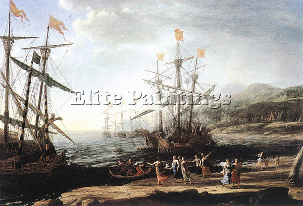 CLAUDE LORRAIN MARINE WITH THE TROJANS BURNING THEIR BOATS ARTIST PAINTING REPRO