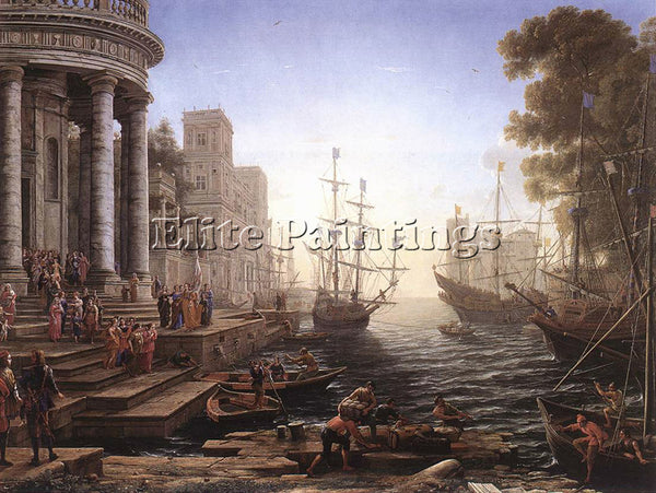 CLAUDE LORRAIN PORT SCENE WITH THE EMBARKATION OF ST URSULA ARTIST PAINTING OIL