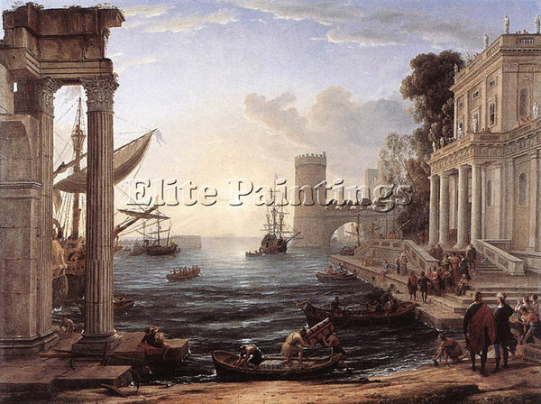 CLAUDE LORRAIN SEAPORT WITH THE EMBARKATION OF THE QUEEN OF SHEBA ARTIST CANVAS