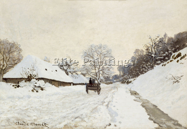 CLAUDE MONET A CART ON THE SNOWY ROAD AT HONFLEUR 1865 ARTIST PAINTING HANDMADE