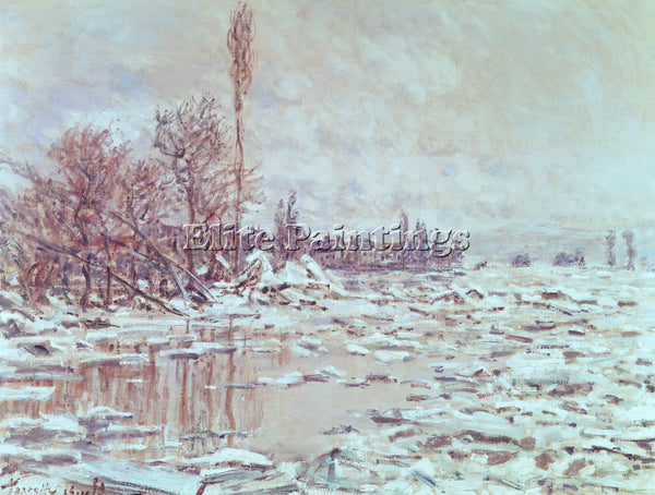 CLAUDE MONET BREAKUP OF ICE GREY WEATHER 1880 ARTIST PAINTING REPRODUCTION OIL