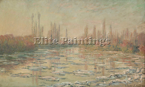 CLAUDE MONET FLOATING ICE 1880 ARTIST PAINTING REPRODUCTION HANDMADE OIL CANVAS