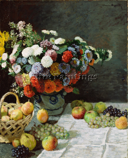 CLAUDE MONET FLOWERS AND FRUIT 1869 ARTIST PAINTING REPRODUCTION HANDMADE OIL