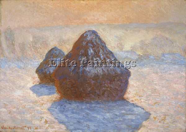CLAUDE MONET HAYSTACKS WHITE FROST EFFECT 1891 ARTIST PAINTING REPRODUCTION OIL