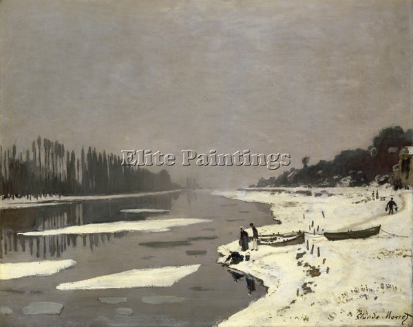 CLAUDE MONET ICE FLOES ON THE SEINE AT BOUGIVAL 1867 1868 ARTIST PAINTING CANVAS