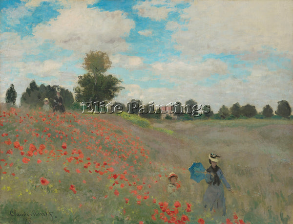 CLAUDE MONET POPPIES AT ARGENTEUIL 1873 ARTIST PAINTING REPRODUCTION HANDMADE
