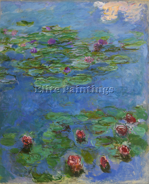 CLAUDE MONET RED WATER LILIES 1908 ARTIST PAINTING REPRODUCTION HANDMADE OIL ART