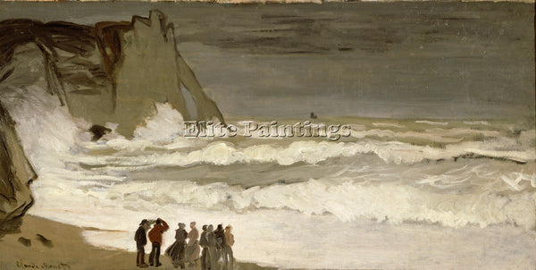 CLAUDE MONET ROUGH SEA AT ETRETAT 1868 1869 ARTIST PAINTING HANDMADE OIL CANVAS