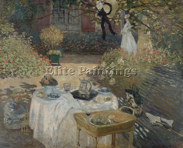 CLAUDE MONET THE LUNCHEON 1873 ARTIST PAINTING REPRODUCTION HANDMADE OIL CANVAS