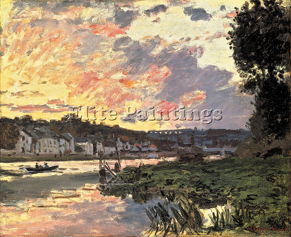CLAUDE MONET THE SEINE AT BOUGIVAL IN THE EVENING 1870 ARTIST PAINTING HANDMADE