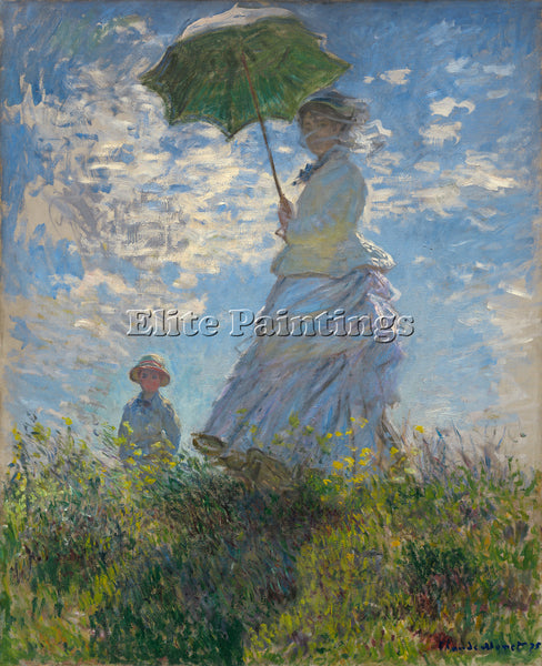 CLAUDE MONET THE WALK WOMAN WITH A PARASOL 1875 ARTIST PAINTING REPRODUCTION OIL