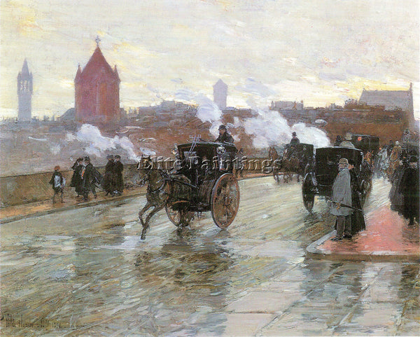 HASSAM CLEARING SUNSET BERKELEY STREET AND COLUMBUS AVENUE  ARTIST PAINTING OIL