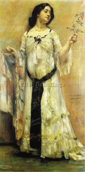 LOVIS CORINTH PORTRAIT OF CHARLOTTE BEREND IN A WHITE DRESS ARTIST PAINTING OIL