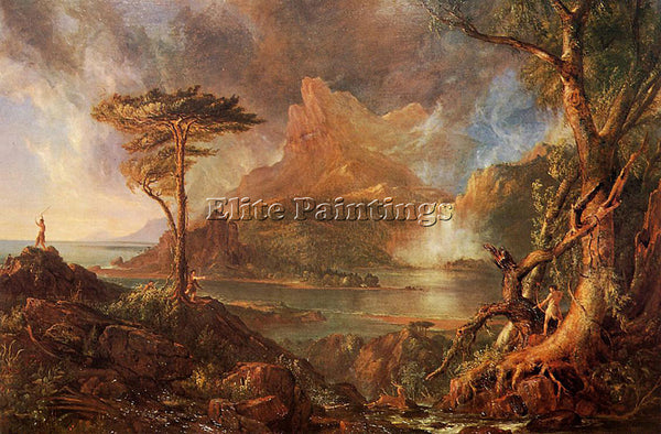 THOMAS COLE A WILD SCENE ARTIST PAINTING REPRODUCTION HANDMADE CANVAS REPRO WALL