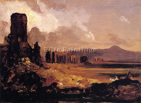THOMAS COLE CAMPAGNA DI ROMA STUDY FOR AQUEDUCT NEAR ROME  ARTIST PAINTING REPRO