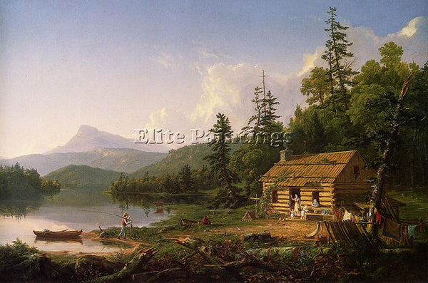 THOMAS COLE HOME IN THE WOODS ARTIST PAINTING REPRODUCTION HANDMADE CANVAS REPRO