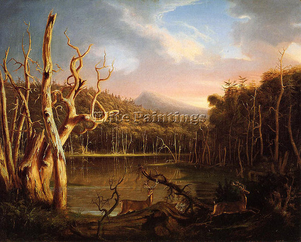 THOMAS COLE LAKE WITH DEAD TREES CATSKILL 1825 ARTIST PAINTING REPRODUCTION OIL