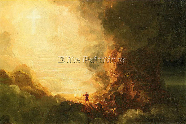 COLE THE CROSS AND WORLD STUDY FOR PILGRIM CROSS AT END HIS JOURNEY PAINTING OIL