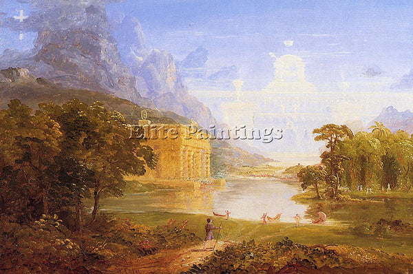 THOMAS COLE THE CROSS AND WORLD STUDY FOR PILGRIM WORLD ON HIS JOURNEHY PAINTING