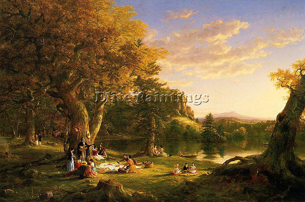 THOMAS COLE THE PICNIC ARTIST PAINTING REPRODUCTION HANDMADE CANVAS REPRO WALL