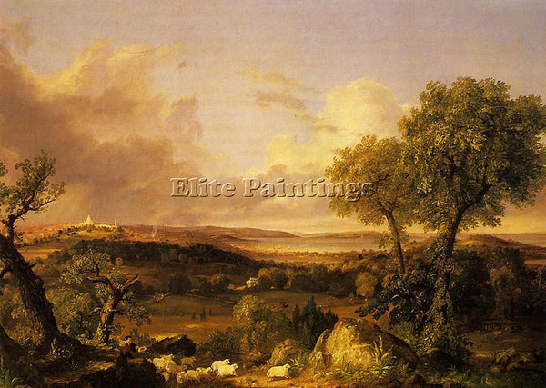 THOMAS COLE VIEW OF BOSTON ARTIST PAINTING REPRODUCTION HANDMADE OIL CANVAS DECO