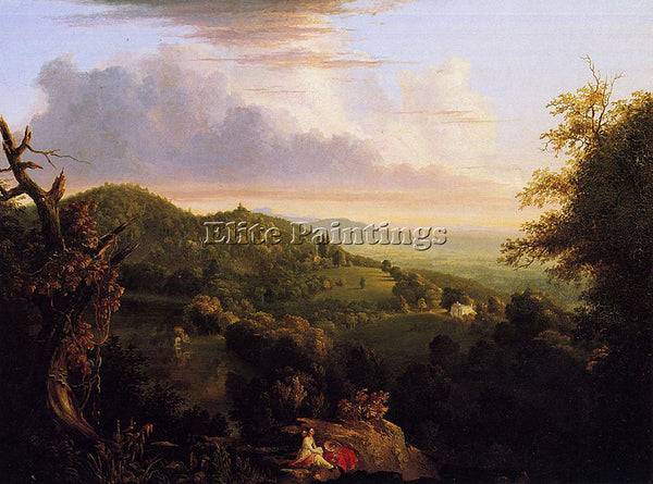 THOMAS COLE VIEW OF MONTE VIDEO SEAT OF DANIEL WADSWORTH ESQ ARTIST PAINTING OIL