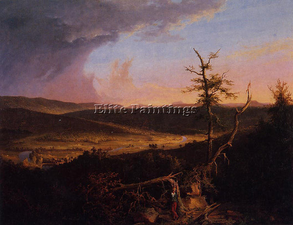 THOMAS COLE VIEW ON THE SCHOHARIE ARTIST PAINTING REPRODUCTION HANDMADE OIL DECO