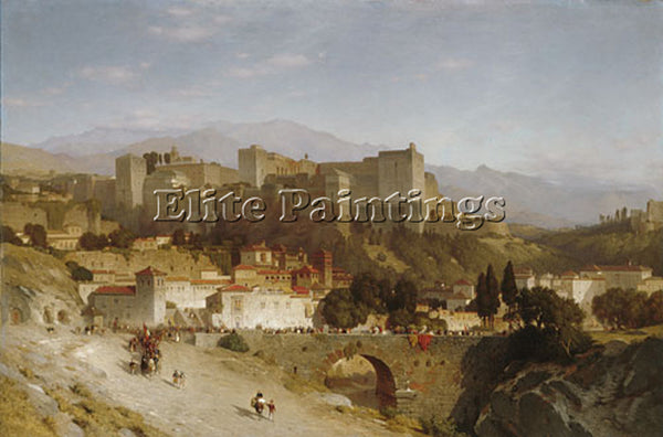 SAMUEL COLMAN THE HILL OF THE ALHAMBRA GRANADA ARTIST PAINTING REPRODUCTION OIL