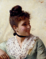 ITALIAN CONTI TITO A YOUNG BEAUTY ARTIST PAINTING REPRODUCTION HANDMADE OIL DECO