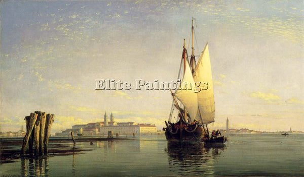 EDWARD WILLIAM COOKE ON THE LAGOON OF VENICE ARTIST PAINTING HANDMADE OIL CANVAS