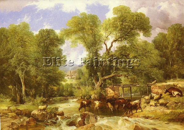 THOMAS SIDNEY COOPER A WOODED FORD ARTIST PAINTING REPRODUCTION HANDMADE OIL ART