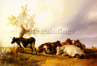 THOMAS SIDNEY COOPER DAIRY COWS RESTING ARTIST PAINTING REPRODUCTION HANDMADE
