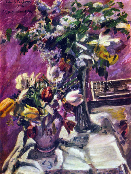 CORINTH LILAC AND TULIPS BY 2 ARTIST PAINTING REPRODUCTION HANDMADE CANVAS REPRO