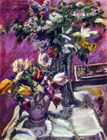 CORINTH LILAC AND TULIPS ARTIST PAINTING REPRODUCTION HANDMADE CANVAS REPRO WALL