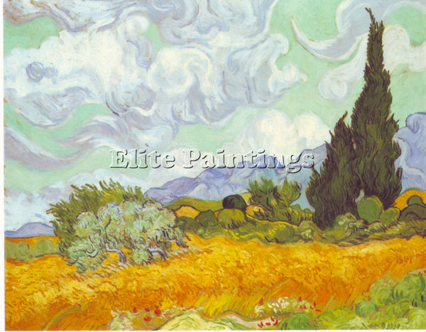 VAN GOGH CORNFIELD WITH CYPRUSSES ARTIST PAINTING REPRODUCTION HANDMADE OIL DECO