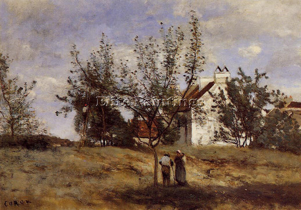 JEAN-BAPTISTE-CAMILLE COROT AN ORCHARD AT HARVEST TIME ARTIST PAINTING HANDMADE