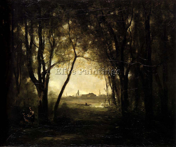 JEAN-BAPTISTE-CAMILLE COROT CAMILLE LANDSCAPE WITH A LAKE ARTIST PAINTING CANVAS