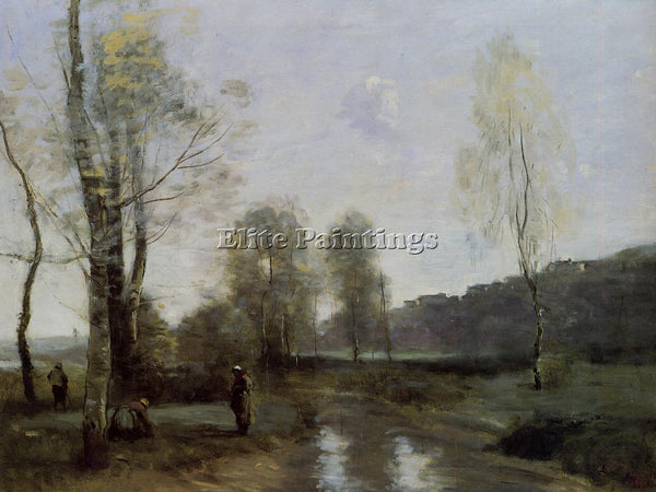 JEAN-BAPTISTE-CAMILLE COROT CANAL IN PICARDI ARTIST PAINTING HANDMADE OIL CANVAS