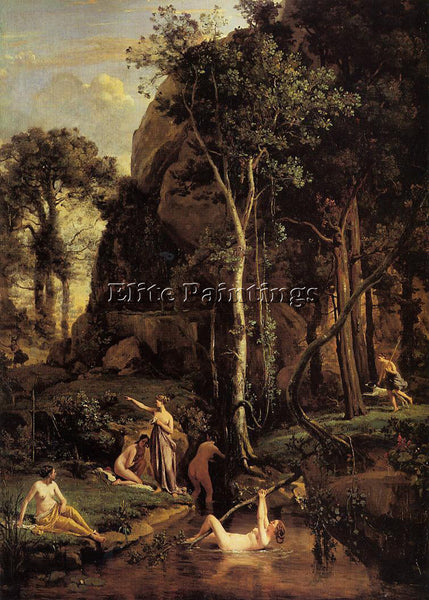JEAN-BAPTISTE-CAMILLE COROT DIANA SURPRISED AT HER BATH ARTIST PAINTING HANDMADE